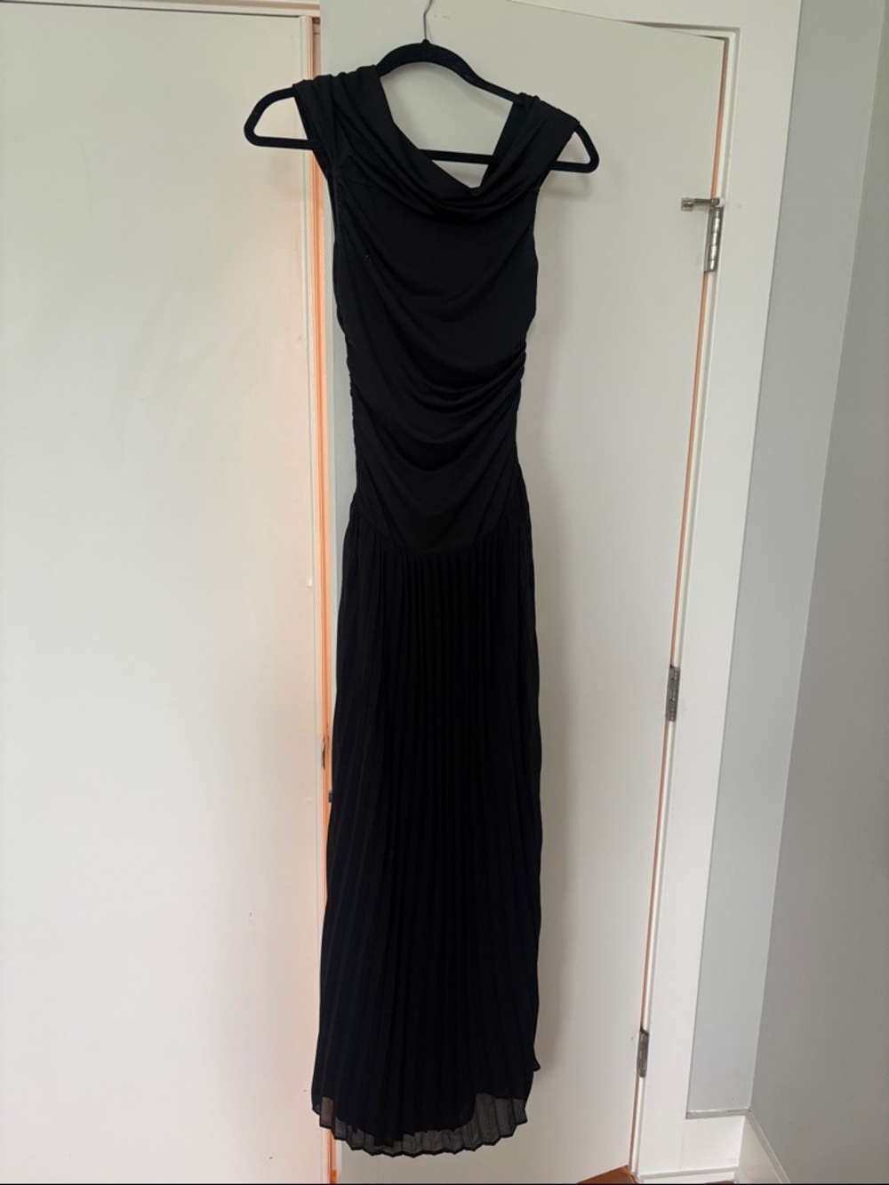 Sophisticated Black Draped Maxi Dress